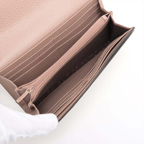 Gucci Pink Leather GG Supreme Marmont Bi-colour Continental Wallet [Clearance Sale]