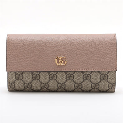 Gucci Pink Leather GG Supreme Marmont Bi-colour Continental Wallet [Clearance Sale]