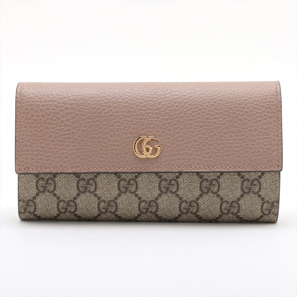 Gucci Pink Leather GG Supreme Marmont Bi-colour Continental Wallet [Clearance Sale]