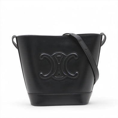Celine Black Leather Triomphe Small Bucket Bag [Clearance Sale]