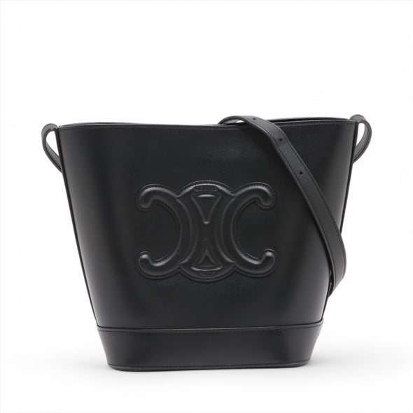Celine Black Leather Triomphe Small Bucket Bag [Clearance Sale]