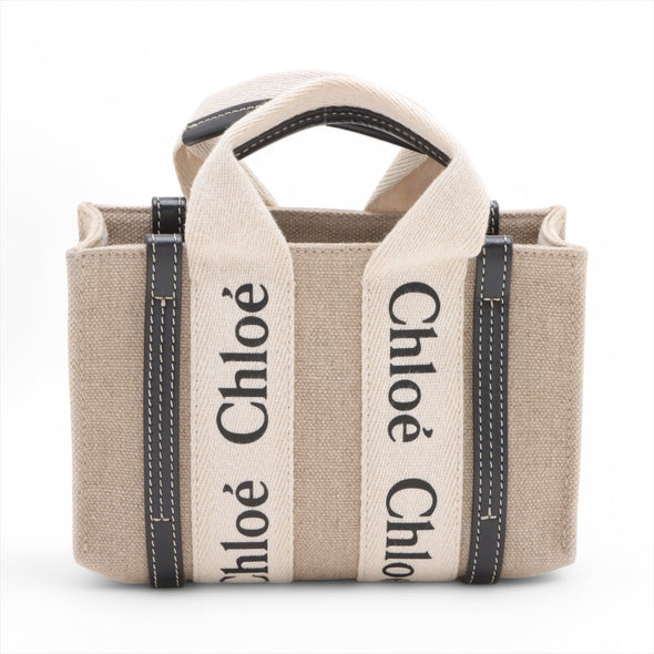 Chloe Black Beige Canvas Mini Woody Tote Bag [Clearance Sale]