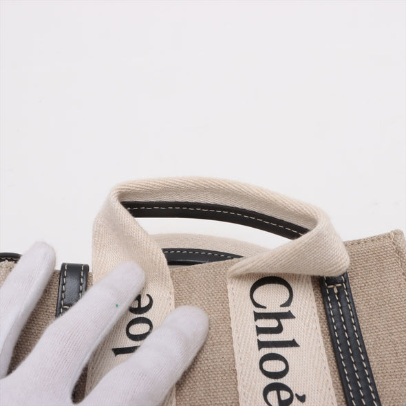 Chloe Black Beige Canvas Mini Woody Tote Bag [Clearance Sale]
