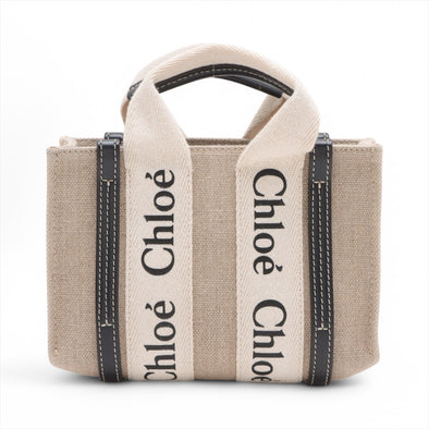 Chloe Black Beige Canvas Mini Woody Tote Bag [Clearance Sale]