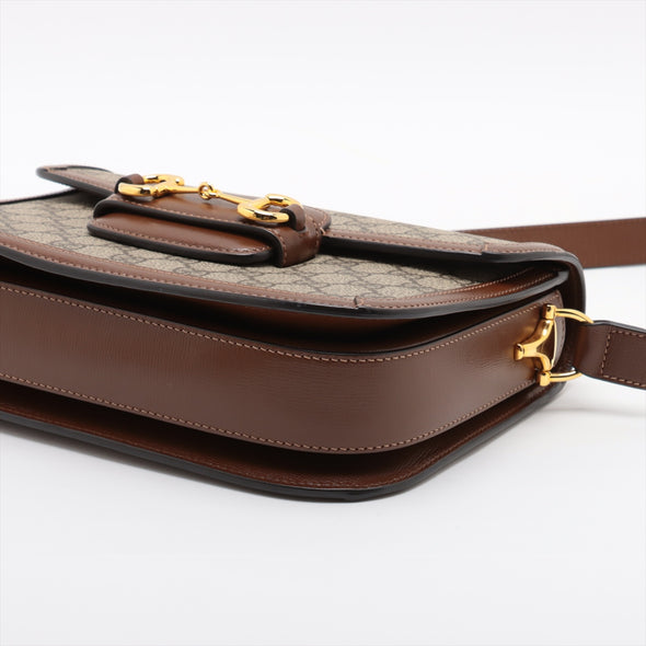 Gucci Brown GG Supreme Horsebit 1955 Medium Shoulder Bag [Clearance Sale]