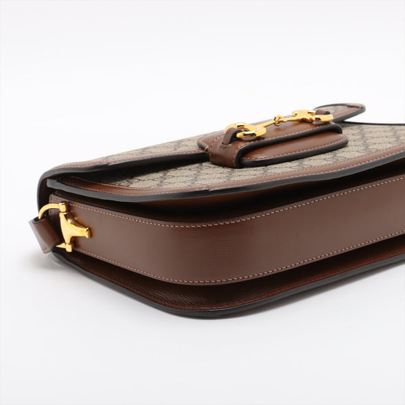 Gucci Brown GG Supreme Horsebit 1955 Medium Shoulder Bag [Clearance Sale]