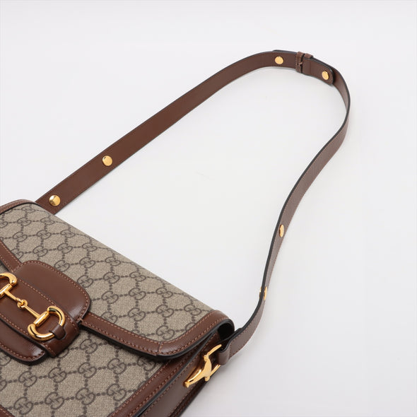 Gucci Brown GG Supreme Horsebit 1955 Medium Shoulder Bag [Clearance Sale]
