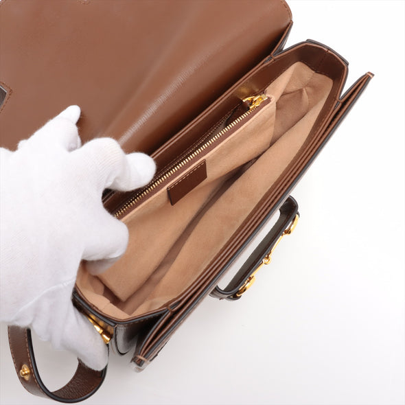 Gucci Brown GG Supreme Horsebit 1955 Medium Shoulder Bag [Clearance Sale]