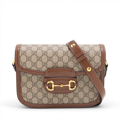 Gucci Brown GG Supreme Horsebit 1955 Medium Shoulder Bag [Clearance Sale]
