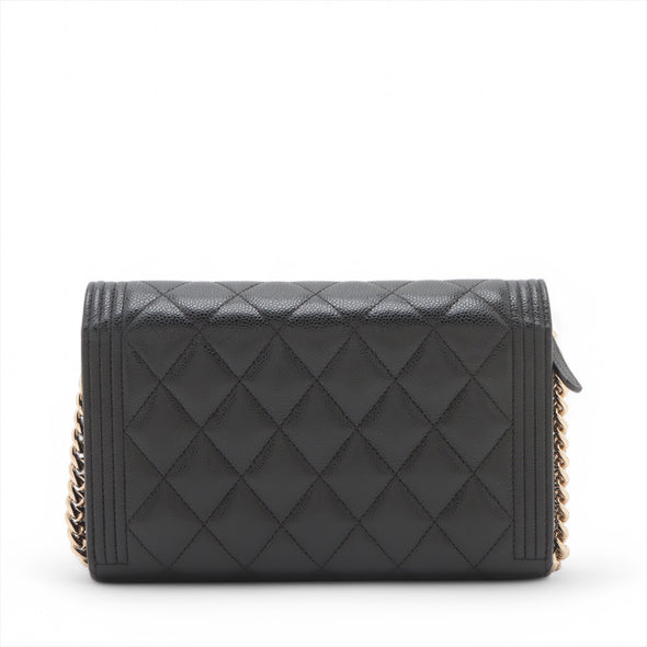 Chanel Black Caviar Leather Boy Chanel Wallet On Chain [Clearance Sale]