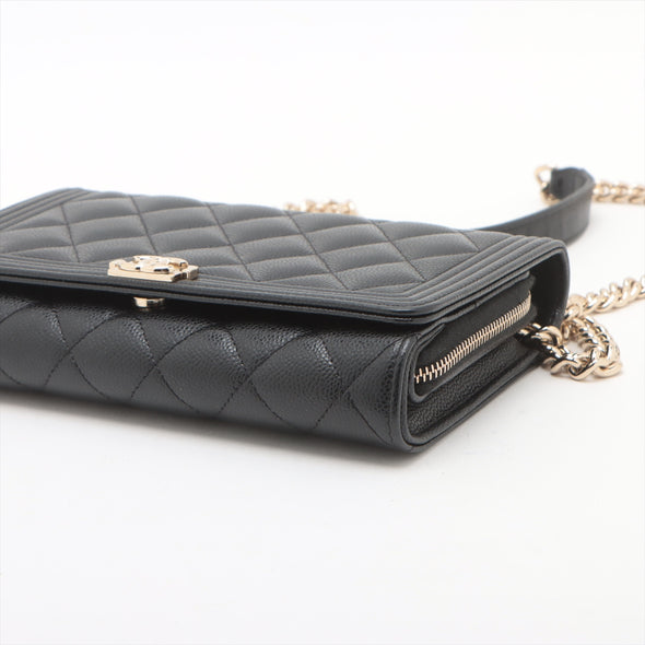 Chanel Black Caviar Leather Boy Chanel Wallet On Chain [Clearance Sale]