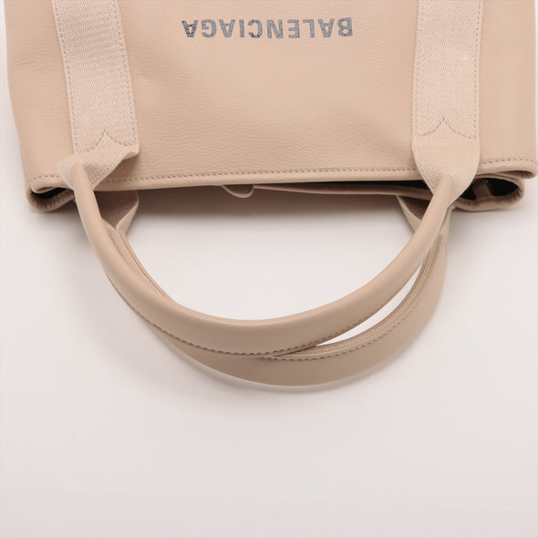 Balenciaga Beige Leather Navy Small Cabas [Clearance Sale]