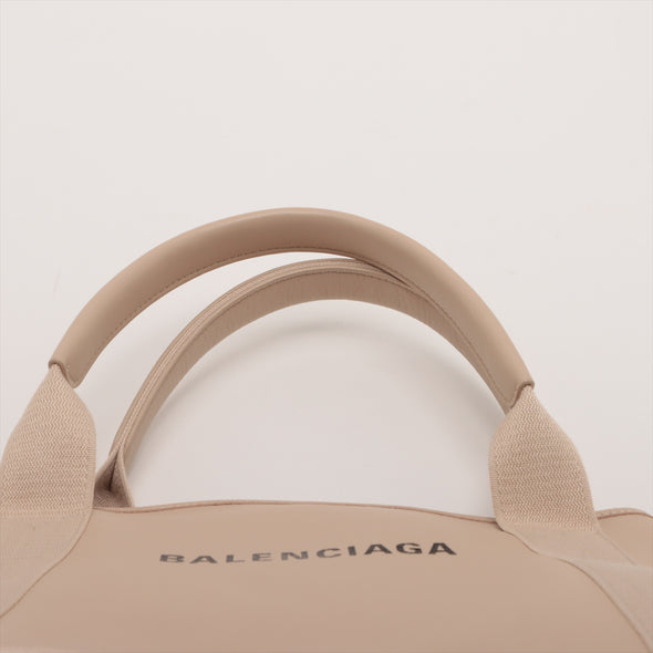 Balenciaga Beige Leather Navy Small Cabas [Clearance Sale]