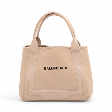 Balenciaga Beige Leather Navy Small Cabas [Clearance Sale]
