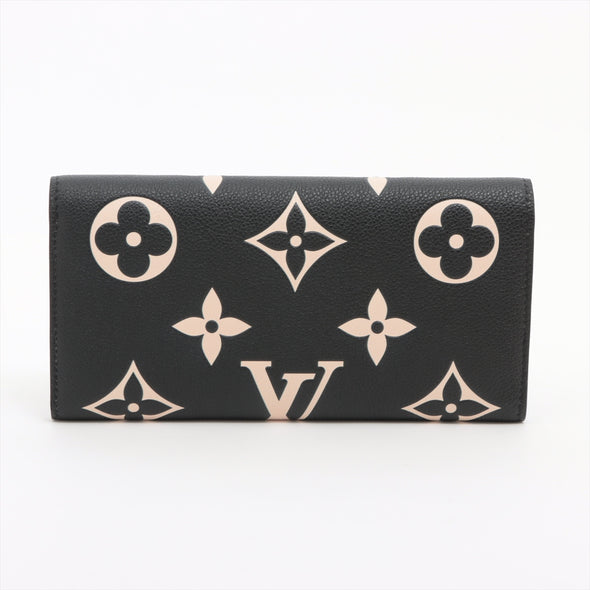 Louis Vuitton Black Beige Bicolor Monogram Empreinte Leather Emilie Wallet [Clearance Sale]