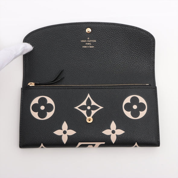 Louis Vuitton Black Beige Bicolor Monogram Empreinte Leather Emilie Wallet [Clearance Sale]