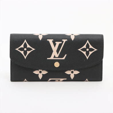 Louis Vuitton Black Beige Bicolor Monogram Empreinte Leather Emilie Wallet [Clearance Sale]