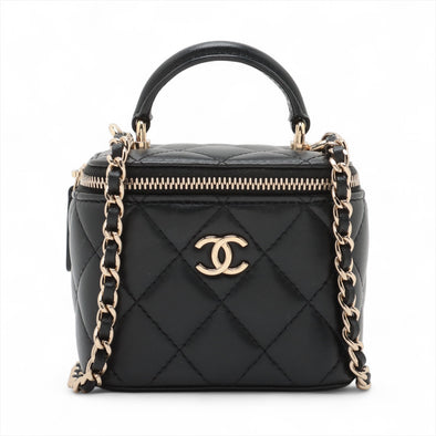 Chanel Black Nappa Leather Small Vanity With Chain [Clearance Sale]