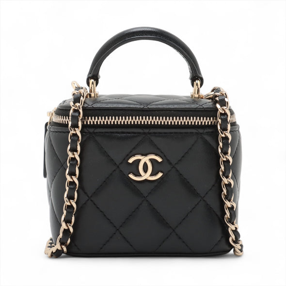 Chanel Black Nappa Leather Small Vanity With Chain [Clearance Sale]