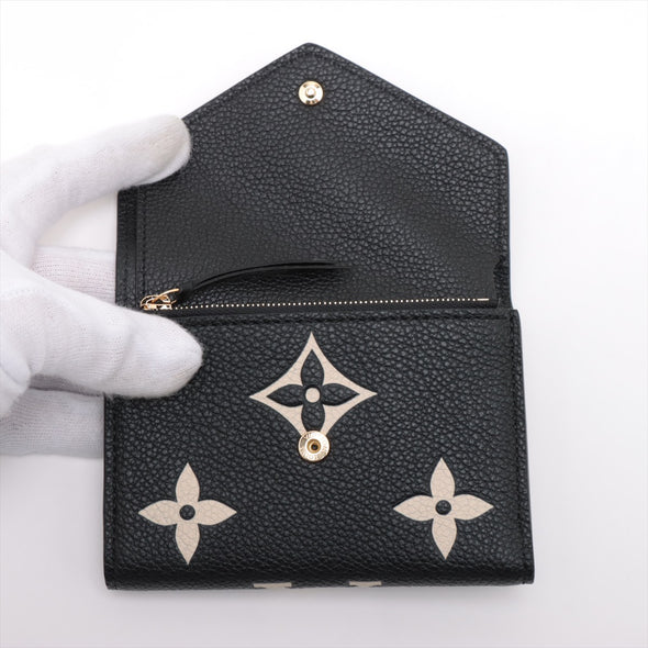 Louis Vuitton Black Beige Bicolor Monogram Empreinte Leather Victorine Wallet [Clearance Sale]