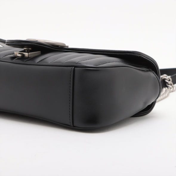 Gucci Black Leather GG Marmont Medium Shoulder Bag [Clearance Sale]