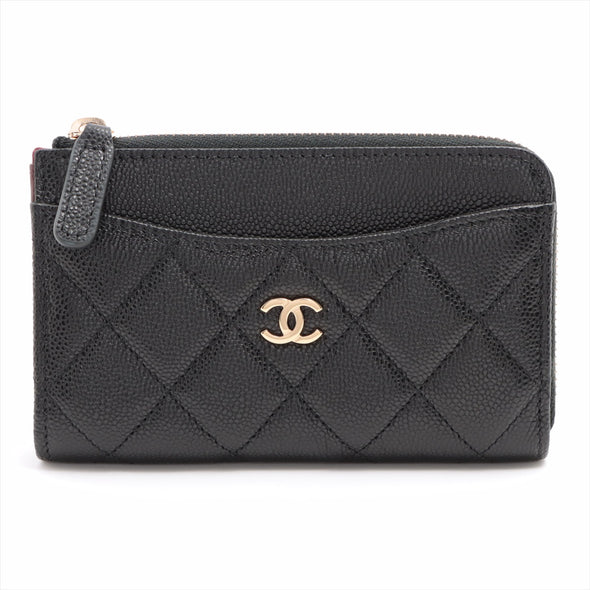Chanel Black Caviar Leather Classic Zipped Card Holder [Clearance Sale]