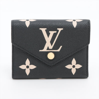 Louis Vuitton Black Beige Bicolor Monogram Empreinte Leather Victorine Wallet [Clearance Sale]