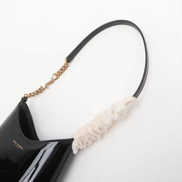Saint Laurent Black Patent Leather Rendez-vous Mini Hobo Bag [Clearance Sale]