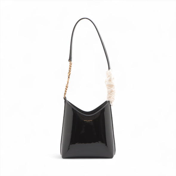 Saint Laurent Black Patent Leather Rendez-vous Mini Hobo Bag [Clearance Sale]