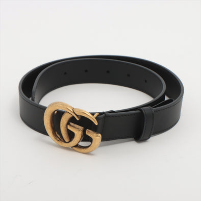 Gucci Black Leather GG Marmont Thin Belt [Clearance Sale]