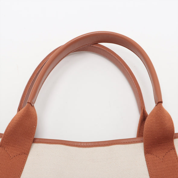 Balenciaga Brown Beige Canvas Navy Small Cabas [Clearance Sale]