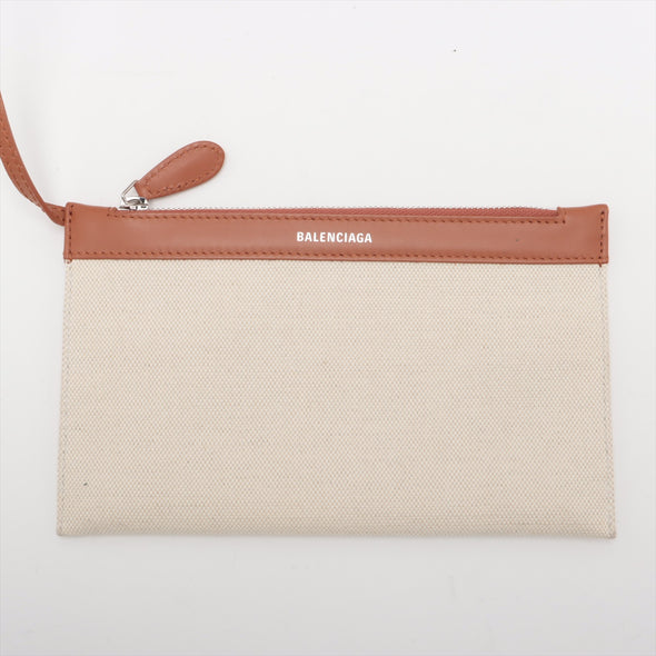 Balenciaga Brown Beige Canvas Navy Small Cabas [Clearance Sale]