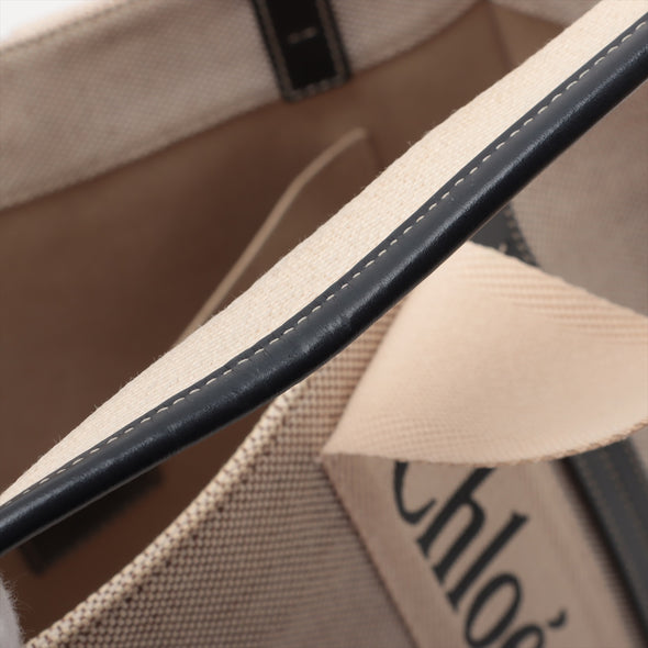 Chloe Black Beige Canvas Medium Woody Tote Bag [Clearance Sale]