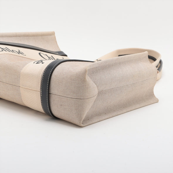 Chloe Black Beige Canvas Medium Woody Tote Bag [Clearance Sale]