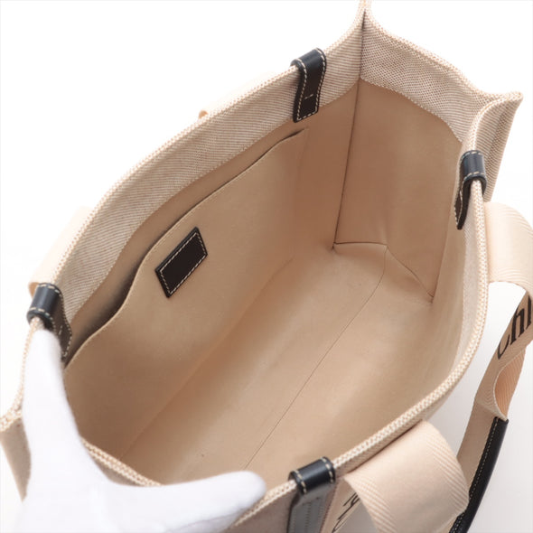 Chloe Black Beige Canvas Medium Woody Tote Bag [Clearance Sale]