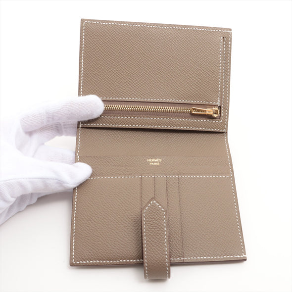 Hermes Etoupe Epsom Calfskin Leather Mini Wallet [Clearance Sale]