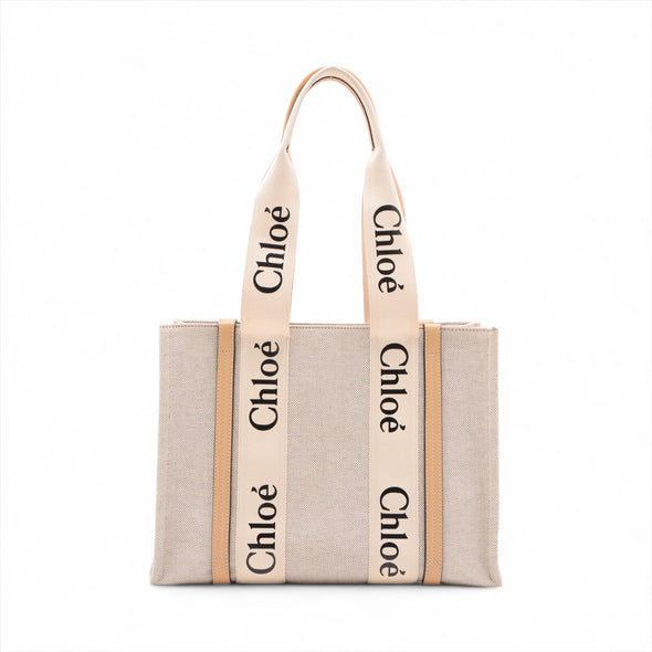 Chloe Beige Canvas Medium Woody Tote Bag [Clearance Sale]
