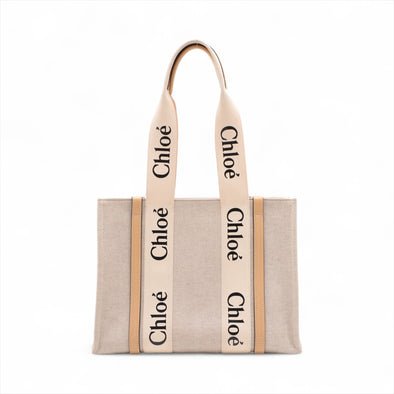 Chloe Beige Canvas Medium Woody Tote Bag [Clearance Sale]