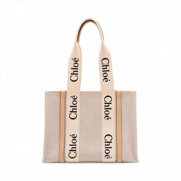 Chloe Beige Canvas Medium Woody Tote Bag [Clearance Sale]
