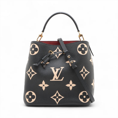 Louis Vuitton Black Beige Bicolor Monogram Empreinte Leather Neonoe MM [Clearance Sale]