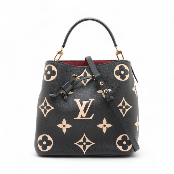 Louis Vuitton Black Beige Bicolor Monogram Empreinte Leather Neonoe MM [Clearance Sale]