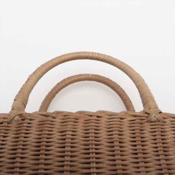 Christian Dior Navy Oblique Canvas and Rattan Wicker Basket Bag [Clearance Sale]