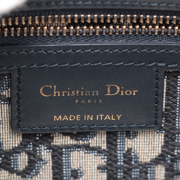 Christian Dior Navy Oblique Canvas and Rattan Wicker Basket Bag [Clearance Sale]