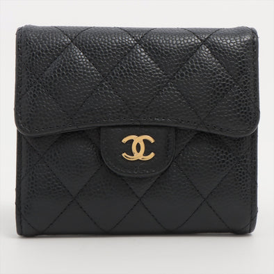 Chanel Black Caviar Leather Small Flap Wallet [Clearance Sale]