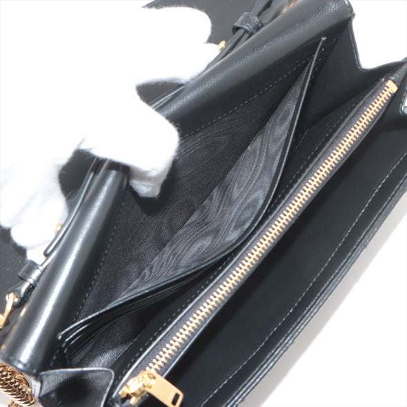 Saint Laurent Black Leather Classic Cassandre Chain Wallet [Clearance Sale]