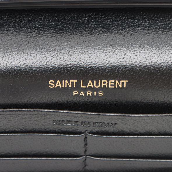 Saint Laurent Black Leather Classic Cassandre Chain Wallet [Clearance Sale]