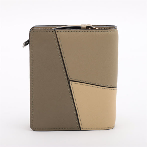 Loewe Beige Leather Puzzle Slim Compact Wallet [Clearance Sale]