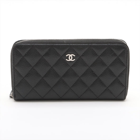 Chanel Black Caviar Leather Classic Zipped Wallet [Clearance Sale]