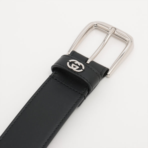 Gucci Black Leather Belt With Interlocking G Detail [Clearance Sale]
