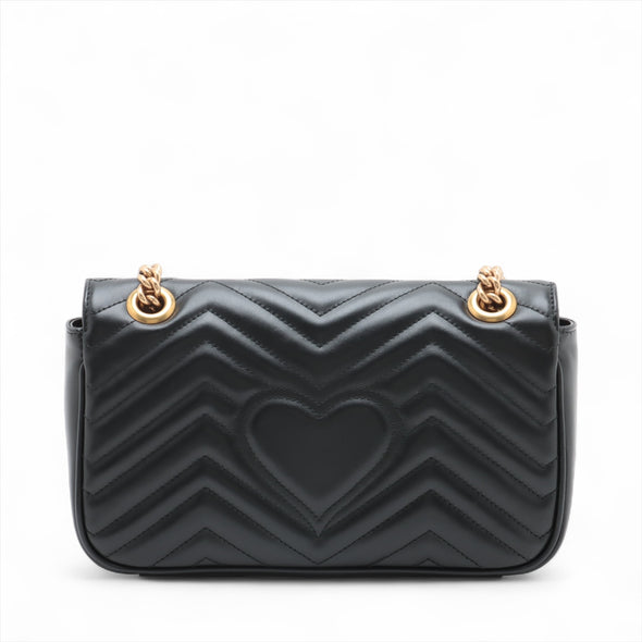 Gucci Black Leather GG Marmont Medium Shoulder Bag [Clearance Sale]